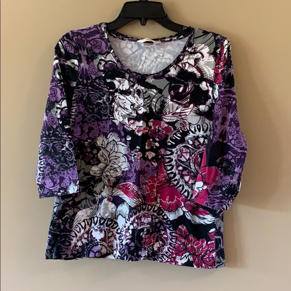 Christopher&Banks purple/pink 3/4 sleeve top